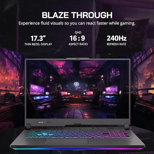 ASUS ROG Strix G17 17.3" QHD 240Hz Gaming Laptop, AMD Ryzen 9-7845HX, 64GB DDR5, 4TB PCIe SSD, NVIDIA GeForce RTX 4060, RGB Backlit Keyboard, Win 11 Pro, Gray, 128GB Hotface Extension Set
