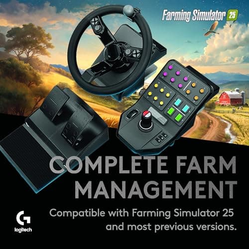 Logitech G Farm Simulator Heavy Equipment Bundle (2nd Generation), Steering Wheel Controller for Farm Simulation 2025 (and Previous Versions), Wheel, Pedals, Vehicle Side Panel Control Deck for PC