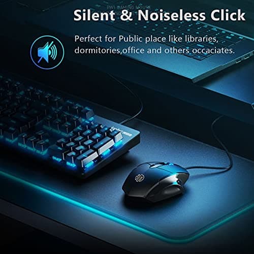 USB Computer Mouse Wired, Silent Click Corded Mouse 3-Button Wired Optical Mouse, Office and Home Mice, Ergonomic Shape for Windows Computers, Macs, iPad, PC and Laptops