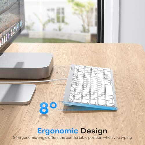 OMOTON Wired Keyboard Compatible with Mac, with Dual Interface (USB and Type-C), Numeric Keypad Compatible with MacBook Pro/Air, iMac, Mac mini/Pro Laptop, Silver