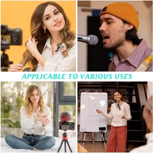 Microphone for iPhone, 2 Pack Wireless Microphones, Mini Mic, Lavalier, Recording Lapel Mic, Plug-Play, Clip On Microphone with Noise Reduction for Interview/Tiktok (for iPhone14 and Below)