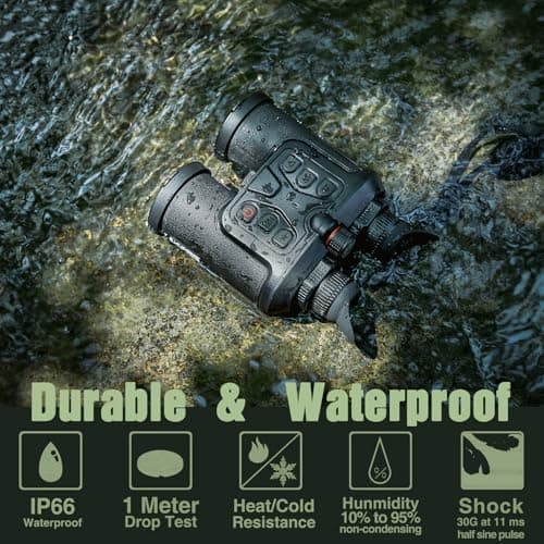 B50-640 LRF Thermal Binoculars for Hunting， Infrared Heat Night Vision with 50mm Focal Length, 640×480 pix @ < 30 mK NETD Sensor, LRF with 600m Accuracy, OLED High-Definition Display