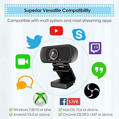 ToLuLu 1080P Webcam with Microphone, HD Webcam Web Camera with Tripod Stand, Widescreen USB Computer Camera, Streaming Mic Web cam for Online Calling/Conferencing,Facetime/YouTube Desktop Laptop PC