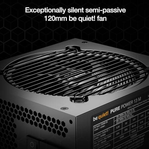 be quiet! Pure Power 13 M 850W Power Supply, 80 Plus® Gold Certification, ATX 3.1 PSU, Support for PCIe 5.1 GPUs, semi-Passive 120mm be quiet! Fan, LLC Technology, Single Rail, for Overclocked GPUs