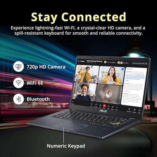 ASUS 14" FHD Laptop, Intel Celeron N4500 Processor, 4GB RAM, 224GB Storage(64GB eMMC+160GB Docking Station Set), Intel Iris Xe Graphics, 720P Camera, Bluetooth, Win 11 S, Quiet Blue
