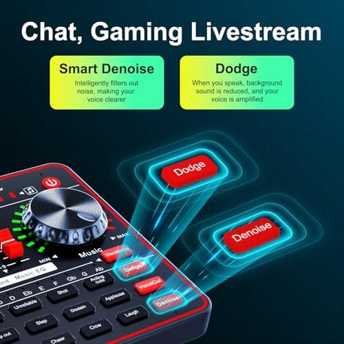 Podcast Microphone Bundle with Live Sound Board Audio Mixer, Podcast Equipment Bundle with 3.5mm Condenser Microphone for Pc/Phone Live Streaming Singing Gaming, Soundboard with Voice Changer, Denoise