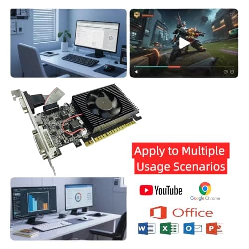 XUANMO NVIDIA GeForce 2.0 GT610 Low Profile PC 2GB Graphics Card 64bit 810MHZ, 2560x1600 PC Video Card, PCI Express 2.0, DVI VGA HDMI Video Gaming Graphics Card