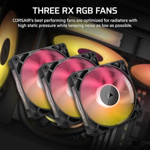 CORSAIR iCUE Link Titan 360 RX RGB Liquid CPU Cooler – 360mm AIO – Low-Noise – FlowDrive Cooling Engine – Intel LGA 1851/1700, AMD AM5/AM4 – 3X RX120 RGB Fans – iCUE Link System Hub Included – Black