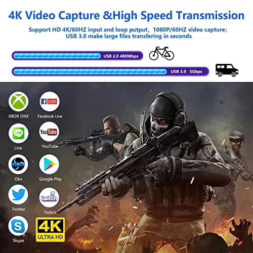 Capture Card Nintendo Switch, Video Capture Card, Game Capture Cards 4K 1080P 60FPS, HDMI to USB 3.0 Capture Cards for Streaming Work with PS4/PC/OBS/Camera