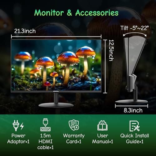 SANSUI Computer Monitor 24 inch IPS Eye Care 1080P Display HDMI,VGA Ports with 178° Viewing Angle/Frame-Less/Tilt/VESA Compatible for Office and Home