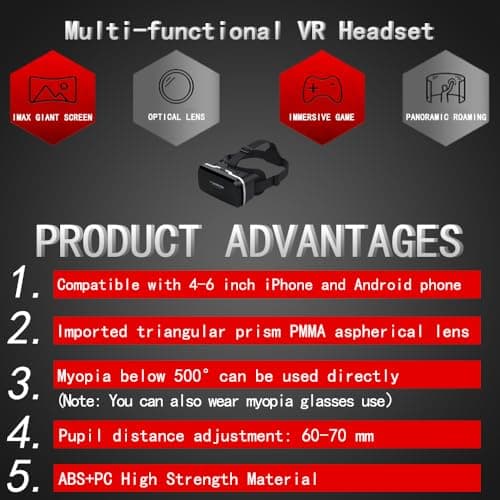 VR Headset with Remote Controller,3D Glasses Virtual Reality Headset for VR Games & 3D Movies, VR Headset for iPhone & Android Phone,VR Glasses Suitable for Kids and Adults