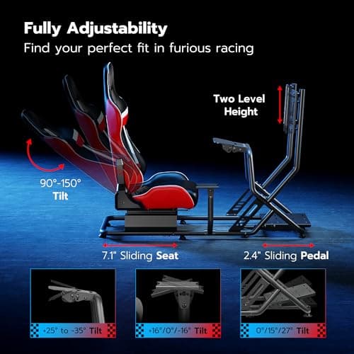 ARES WING Racing Simulator Cockpit with Monitor Mount and Seat, Formula and GT Sim Racing Cockpit Compatible with Fanatec, Thrustmaster, Logitech, Moza Racing Games on PS5, PS4, Xbox and PC