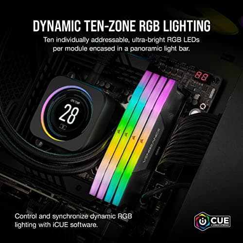 CORSAIR VENGEANCE RGB DDR5 RAM 32GB (2x16GB) 6000MHz CL30-36-36-76 1.40V AMD EXPO Intel XMP Desktop Computer Memory - Gray (CMH32GX5M2B6000Z30K)
