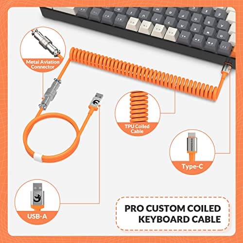 ZIYOU LANG RK-T8 Wired 65% Mechanical Gaming Keyboard with RGB LED Backlit Anti-ghosting TKL Mini 68 Key Custom Coiled C to A Cable Tactile Brown Switch for PS4 PS5 Xbox PC Mac Gamer(White/Dark Gray)
