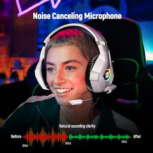 Gaming Headset for PC, Ps4, Ps5, Xbox Headset with 7.1 Surround Sound, Gaming Headphones with Noise Cancelling Mic, Over Ear Headphones for Switch, GEM Box, Atari 2600 System, Sega Game Gear