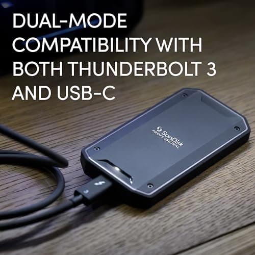 SanDisk Professional 4TB PRO-G40 SSD - Up to 3000MB/s, Thunderbolt 3 (40Gbps), USB-C (10Gbps), IP68 dust/Water Resistance, External Solid State Drive - SDPS31H-004T-GBCND