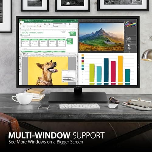 ViewSonic VX4381-4K 43 Inch Ultra HD MVA 4K Monitor Widescreen with HDR10 Support, Eye Care, HDMI, USB, DisplayPort for Home and Office, Black