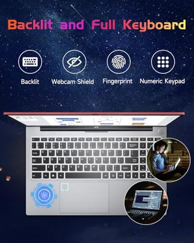 NIMO 15.6 IPS FHD-Laptop, 16GB RAM 1TB SSD Intel Pentium Quad Core N100, Computer with Backlit Keyboard Fingerprint (Beat to i3-1115G4 Up to 3.4GHz) Laptops for Student, Win 11 Red