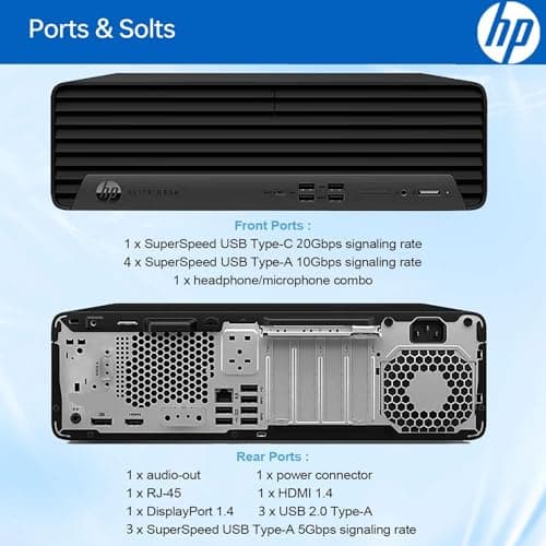 HP ElietDesk 805 G9 SFF Business Desktop Computer, AMD Ryzen 5 8500G, 32GB DDR5, 1TB PCIe SSD, Radeon 740M Graphics, Dual 4K Display Support, USB-C, HDMI, RJ-45, Wi-Fi, Wired KB & Mouse, Win11 Pro