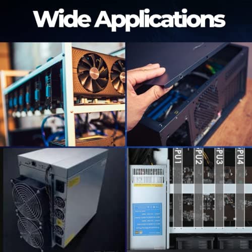 VTRETU 2000W Mining Power Supply 2U Miner PSU 110-264V for ETH Miner Machine, Support 8 GPU Mining rig, with 12000 RPM Powerful Fan (10 Connection Cables and 1 Power Cord