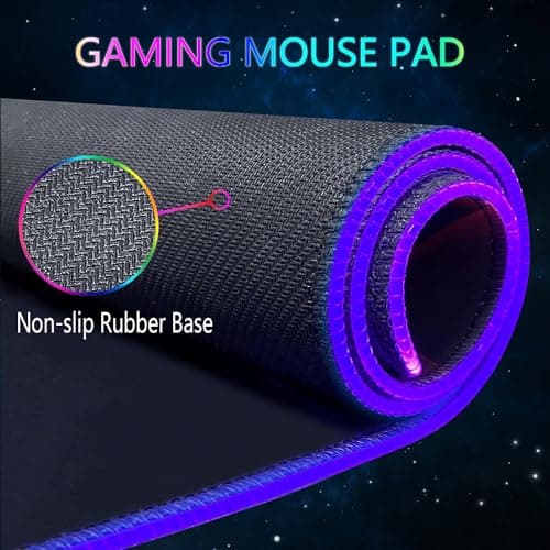 RGB Gaming Mouse Pad, Large Mousepad with Led Light, Gaming Accessories Keyboard Pad for Desk, Non-Slip Rubber Base Big Mouse Mat for Gamer, 31.5 X 11.8 Inch, Moon Starry Sky