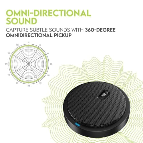 Conference USB Microphone, Computer Desk Mic with Mute Button and LED Indicator, Plug & Play Omnidirectional PC Laptop Mics for Online Meeting,Class,Skype,Recording,Zoom(No Speakers Included)