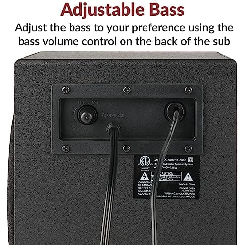 Cyber Acoustics CA-3090 2.1 Speaker System with Subwoofer with 18W of Power – Easy Setup and Convenient Controls, Great for Music, Movies, and Gaming