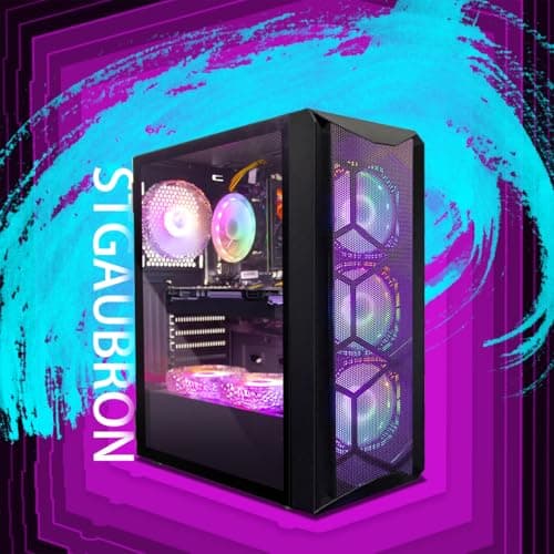 STGAubron Gaming PC Computer Desktop, Intel Core i7 8th Gen up to 4.1G, GeForce RTX 3050 6G, 16G DDR4, 512G SSD, WiFi 6, BT 5.2, RGB Fan x6, Windows 11 Home