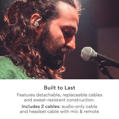 MEE audio Professional MX3 PRO Triple-Driver Hybrid Musician's in Ear Monitor Headphones with Enhanced Midrange and Warm Tonality, Noise Isolating Earphones with Detachable Cables, Transparent