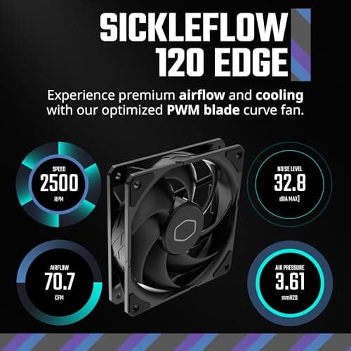 Cooler Master Hyper 212 Black CPU Air Cooler, SickleFlow 120 Edge PWM Fan, Aluminum Top Cover, 4 Copper Heat Pipes, 152mm Tall, AMD Ryzen AM5/AM4, Intel LGA 1851/1700/1200 Brackets
