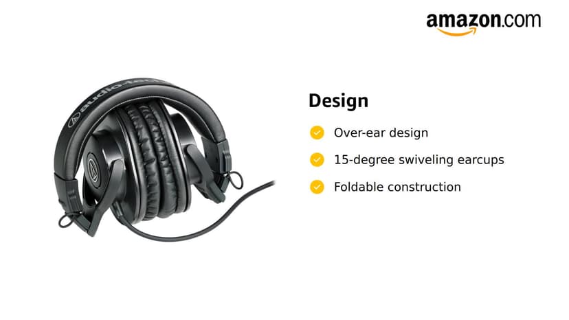 Audio-Technica ATH-M30x Professional Monitor Headphones | Black Bundled with Over The Ear Headphones Stand + Cleaning Cloth (3 Items)