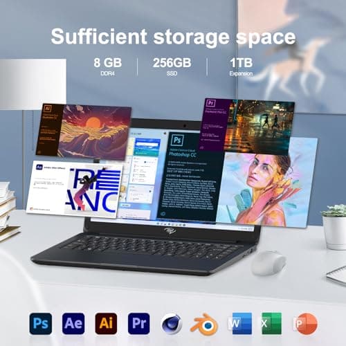 Itel 14 inch Laptop Computer, Intel Celeron N4000, 8GB RAM & 256GB SSD, Intel UHD Graphics 600, Windows, 14-inch Micro-Edge HD Display, Ultra Slim, Long Battery Life, 2.4G/5G WiFi, BT 5.0, HDMI