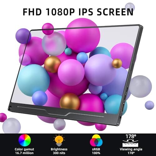 UPERFECT Portable Monitor, 15.6" IPS HDR 1920X1080 FHD Eye Care Travel Screen USB C Gaming Monitor, Dual Speaker External Monitor HDMI Type-C VESA for Laptop PC Phone w/Case