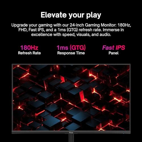 Pixio PX248 Prime V2 Black 24 inch 180Hz Refresh Rate FHD 1080p Resolution Fast-IPS Panel 1ms GTG Response Time Adaptive Sync LED Built-in Speakers Tilting Stand Gaming Monitor