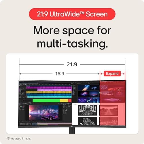 LG 40WP95C-W 40” UltraWide Curved WUHD (5120 x 2160) 5K2K Nano IPS Computer Monitor, DCI-P3 98% (Typ.) HDR10, Thunderbolt 4 w/ 96W PD, 3-Side Virtually Borderless Design Tilt/Height/Swivel Stand,Black