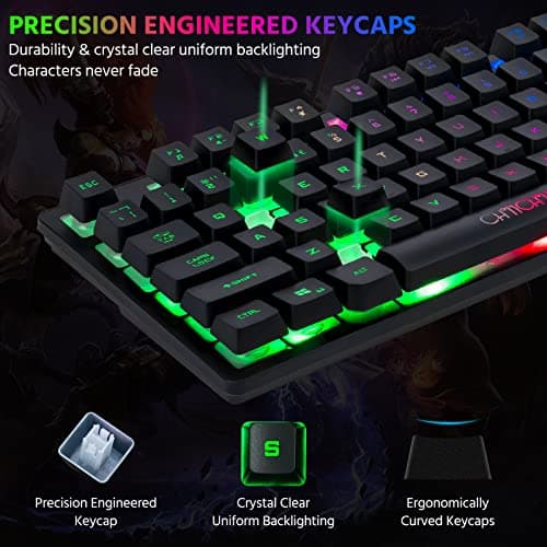 CHONCHOW Wireless LED Keyboard, Rechargeable 87 Key RGB LED Backlit Wireless Gaming Keyboard for PC, PS4, PS5, Xbox One
