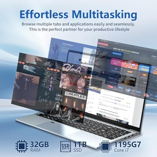 Gaming Laptop Core i7, 15.6 Inch Laptop Computer, Laptops 32GB RAM 1TB SSD, 180 Angle Open FHD 1920 * 1080 Display Fingerprint Unlock Backlit Keyboard WiFi5 HDMI,Traditional Computers,portable gamer