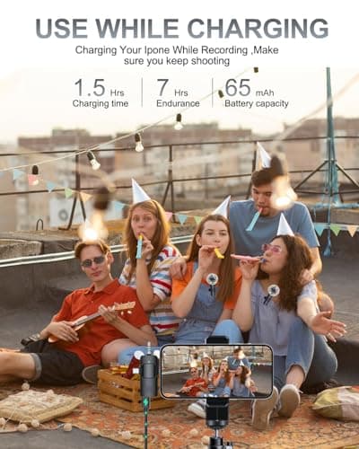 PQRQP 3 in 1 Professional Wireless Lavalier Microphone for iPhone, Android, Camera, Wireless Microphones, Mini Microphone, Crystal Clear Sound Quality for Recording, Live Streaming, YouTube, TikTok