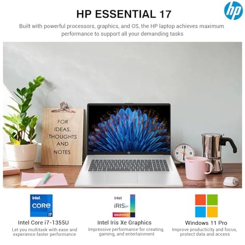 HP 17 Touchscreen Laptop Computer, 17.3" HD+ Touch Screen Business Laptop, Intel Core i7, 32GB RAM, 1TB SSD+512GB Docking Set, Windows 11 Pro Lifetime Office, 10-Key Backlit Keyboard