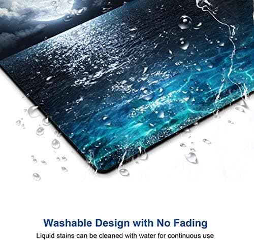 Moon Illuminating The Clear Blue Ocean Design Mouse Pad, Mouse Mat Square Waterproof Non-Slip Rubber Base MousePads for Computer Laptop Men Women Kids