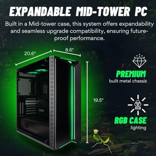 Mantis V2 Gaming Desktop PC (NVD GeForce RTX 5090, Intel 24-Core i9-14900KF Processor, WaterCooled, 64GB DDR5 RAM, 2TB NVMe Gen4 SSD, HDMI, WiFi 6E + BT, Windows 11 Pro) - Best 2024 RGB Gamer Desktop