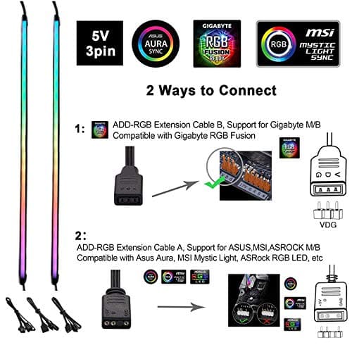 airgoo Addressable RGB PC LED Strip, AG-NEON-LS1 Diffused Silicon Rubber Tube Neon Strip, for 5V 3-pin argb Header or AG-DRGB16 SignalRGB Controller(Not Included), Come with Magnetic Brackets