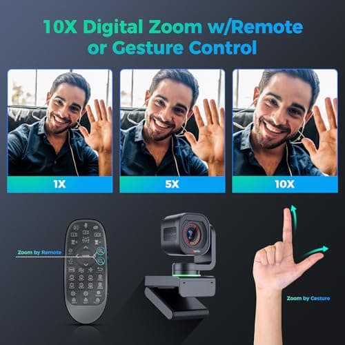Angetube TrackCam 4K Webcam for PC/Mac - AI Tracking USB 3.0 Streaming Camera with Remote Control, Gesture Control, PTZ, HDR, Microphones, Web Camera for Desktop Computer, Laptop, Meeting, Video Call