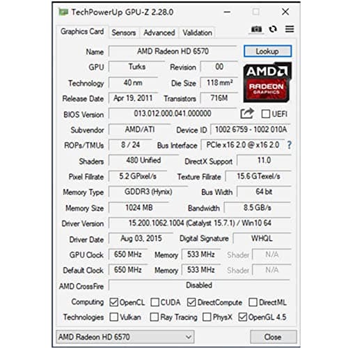 QTHREE Radeon HD 6570 Low Profile Graphics Card,Dual HDMI,1GB,GDDR3,64-Bits,Desktop Video Card for PC Gaming,PCI-Express X16,Computer GPU