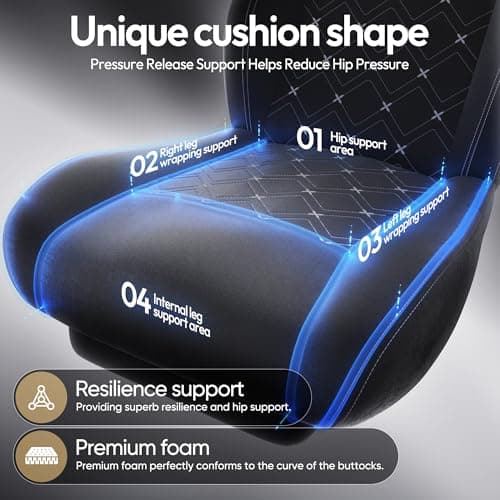 Dowinx Fabric Gaming Chair with Heated Massage Lumbar Support, Computer Game Chairs for Adults, Big and Tall Gamer Chair with Pocket Spring Cushion and Footrest, Recliner Gaming Chairs for Adult,Black