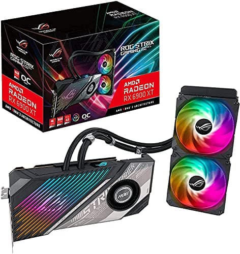 ASUS ROG Strix LC AMD Radeon™ RX 6900 XT TOP Edition Gaming Graphics Card (AMD RDNA™ 2, PCIe 4.0, 16GB GDDR6, HDMI 2.1, DisplayPort 1.4a, Full-coverage cold plate, 240mm radiator, 600mm tubing)