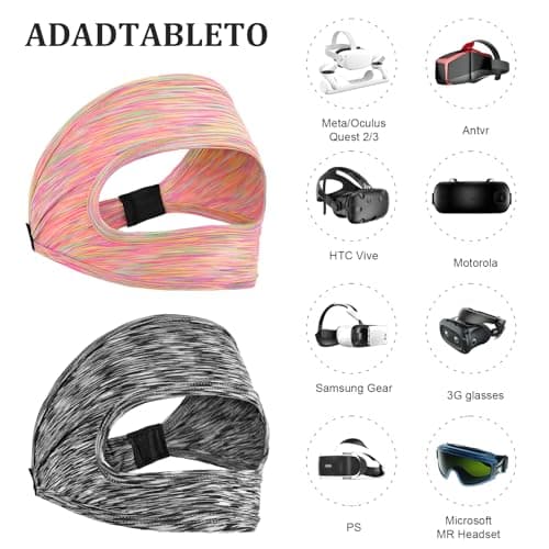 2 Pcs VR Eye Mask Adjustable Breathable VR Goggles Sweat Band VR Face Pad for Most VR Devices Accessories Any Head Size