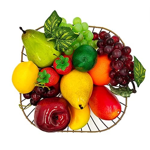 17 Pcs Fake Fruit, Simulation Fruit Props for Photography, Display, Lifelike Realistic Artificial Fake Fruits Home Decor Craft Fruit Set Fake Lemon Fake Grape Strawberry