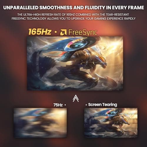 CRUA 24 Inch Curved Gaming Monitor, 144hz/165hz FHD 1080P Frameless Computer Monitor, PC Monitors Support AMD Freesync, 99% sRGB, DP, HDMI, Compatible Wall Mountable Installs-Black