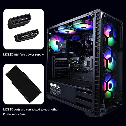 DS RGB Fans, 120mm 6 Pack Case Cooling LED Fans for White Black PC Case, CPU Cooler and Radiators System (DK Series)